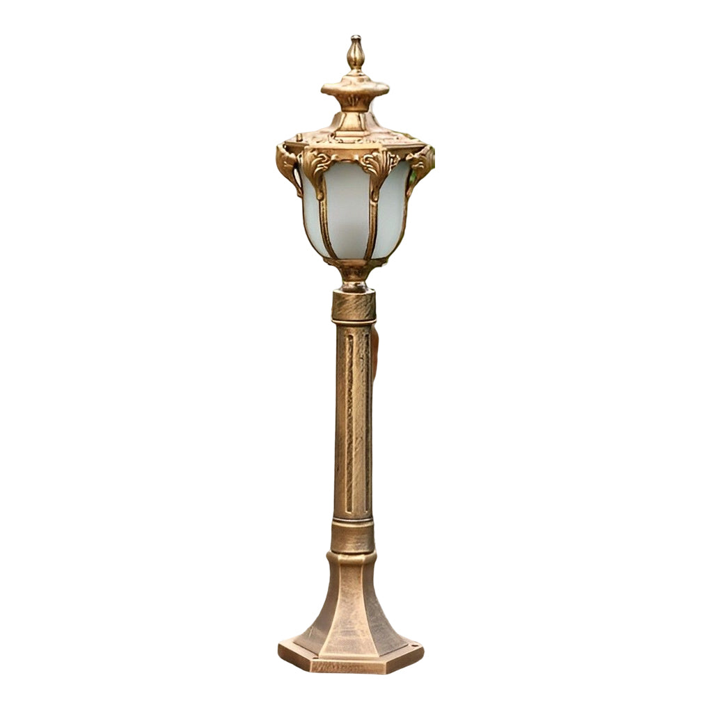 Industrial Outdoor Pathway Lamp Post - Die-Cast Aluminum & Glass