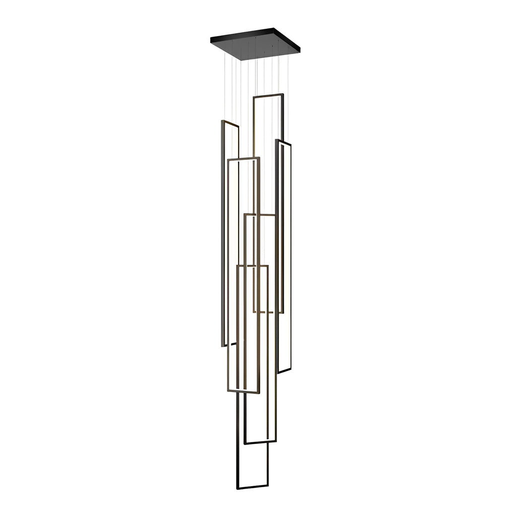 Modern Black Aluminum LED Staircase Chandelier with Adjustable Design