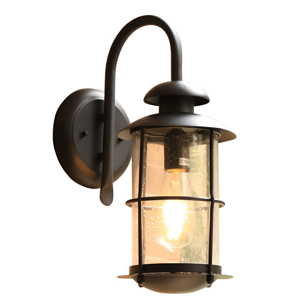 Industrial Glass Wall Sconce – Waterproof Black Outdoor Lighting