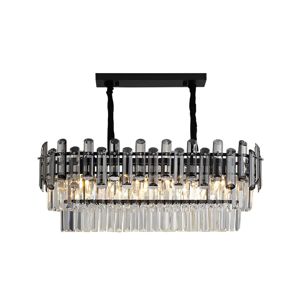 Rectangular Crystal Chandelier with Three-Step Dimming LED