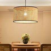 Farmhouse Round Bamboo Pendant Light - Woven Ceiling Fixture