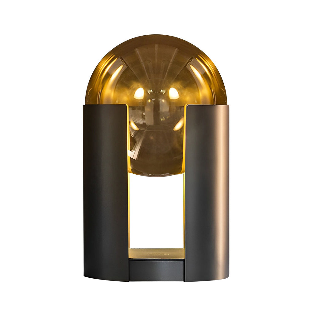 Amber Glass Ball Shade Mid-Century Floor & Table Lamp