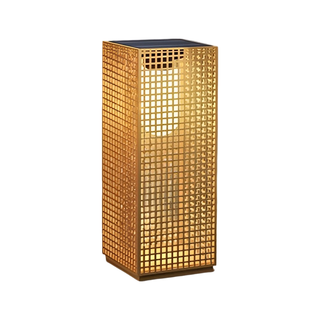 Gold Cuboid Bollard Light | Modern Asian-Inspired Pathway Light