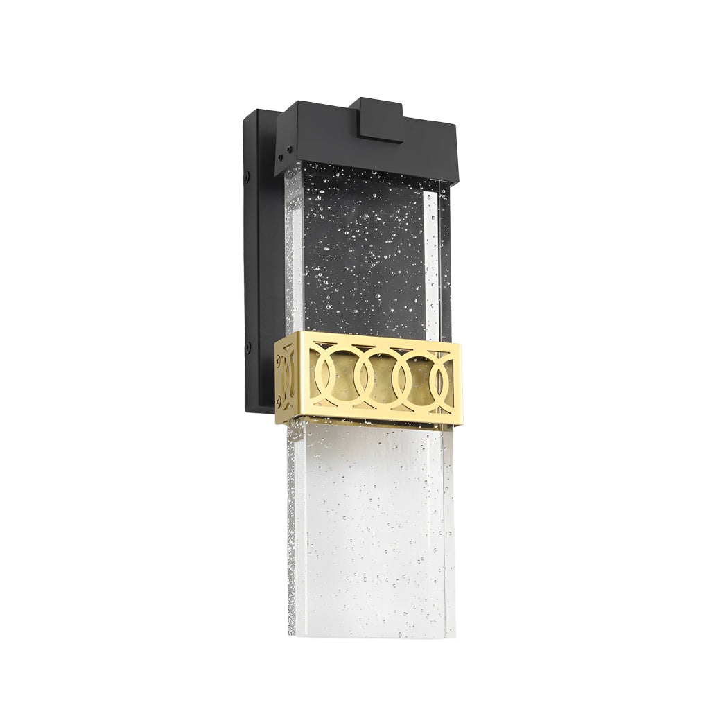 Crystal Bubble Outdoor Wall Light - Modern Black Aluminum LED Sconce
