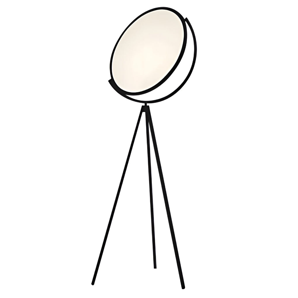Modern Rotating Tripod Floor Lamp with LED Acrylic Disc - Black