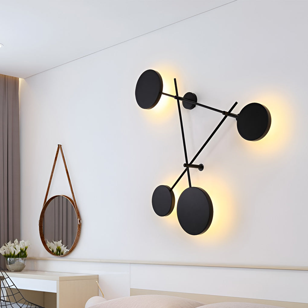 Geometric Round LED Wall Sconce Black Modern Minimalist Lighting