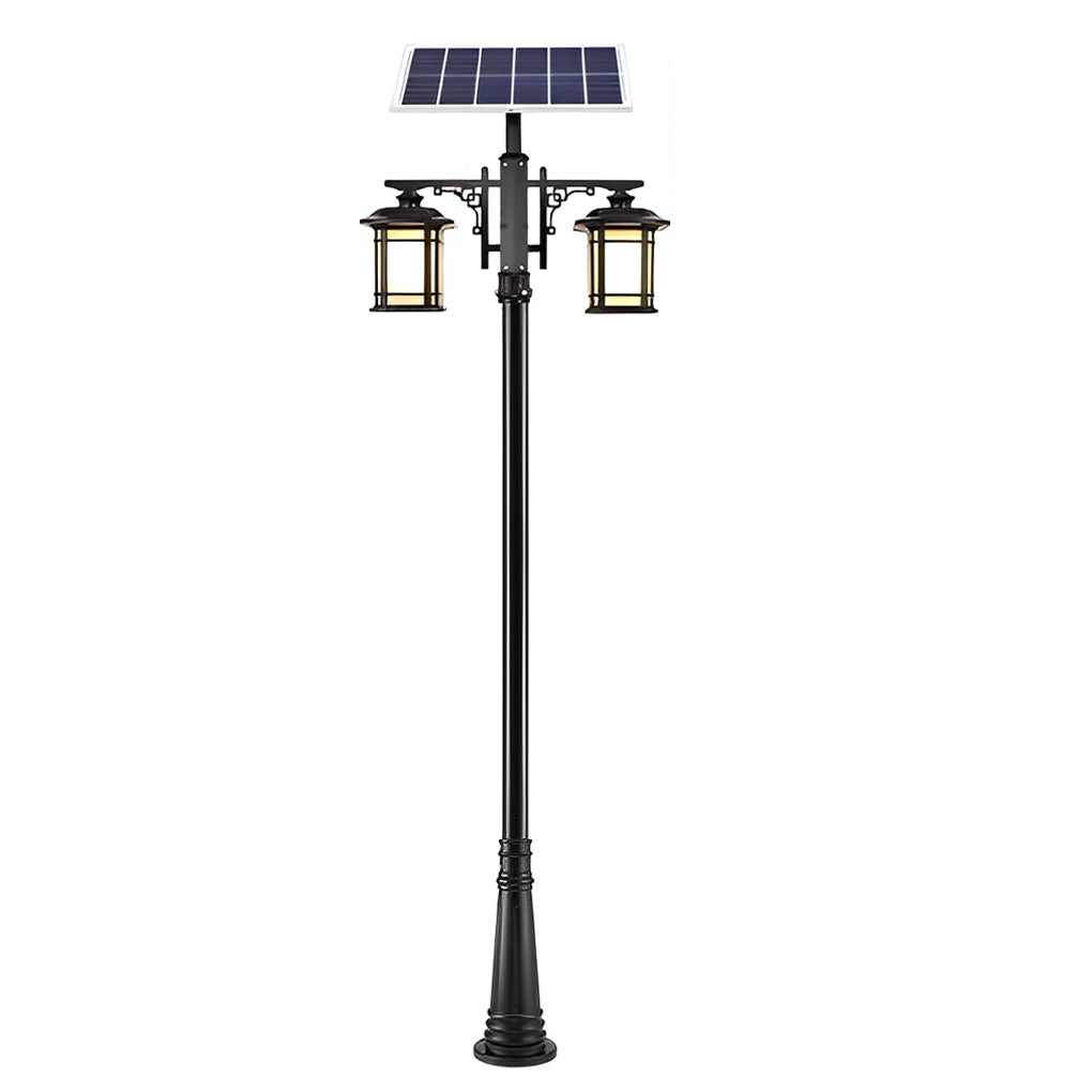 Solar LED Outdoor Pole Light with 3-Step Dimming & Remote Control