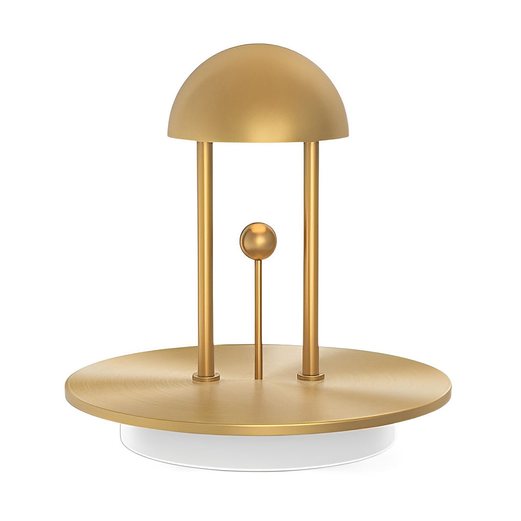 Modern Nickel Table Lamp with Touch Dimming & USB Rechargeable