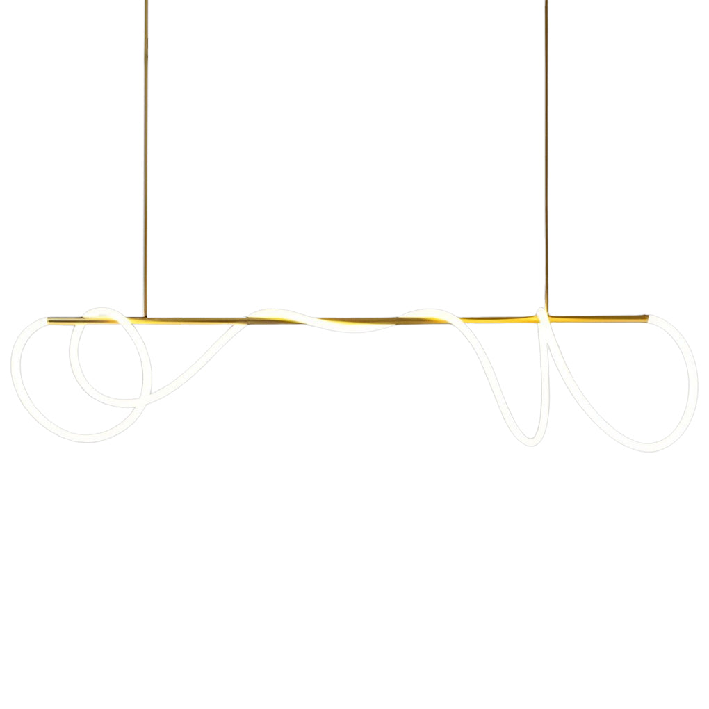 Modern LED Strip Chandelier - Gold Metal Adjustable Ceiling Light