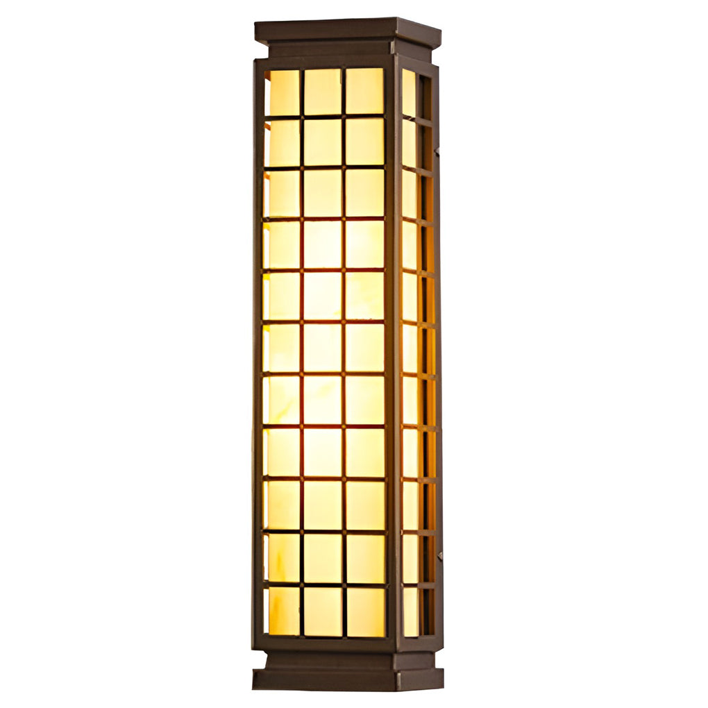 Rectangular Industrial Outdoor Wall Light with Marble Shade