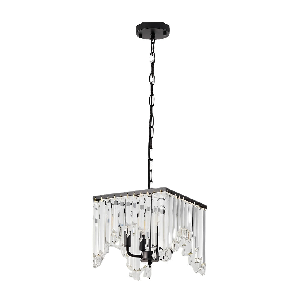 Crystal Strip LED Chandelier - Modern Black Metal 3-Step Dimming