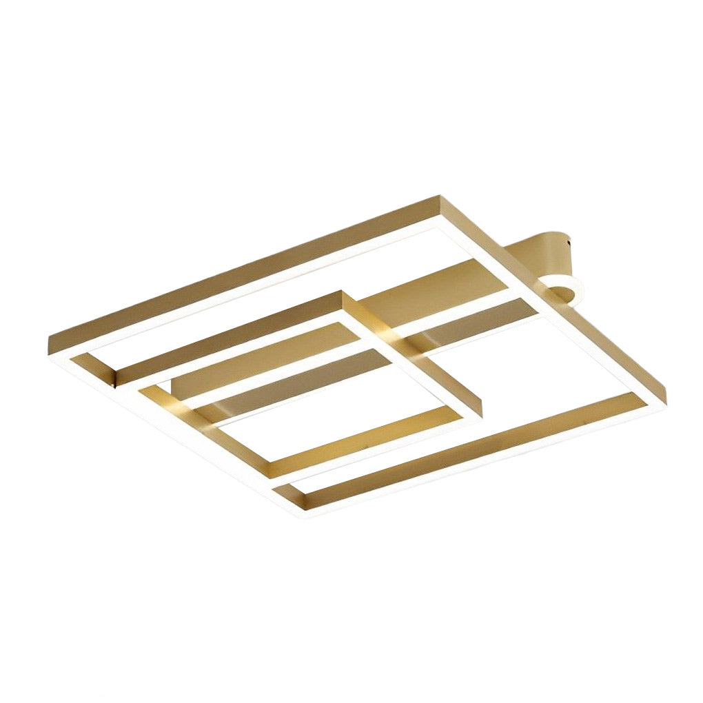 Modern Double Frame Semi Flush Ceiling Light - Aluminum & Acrylic