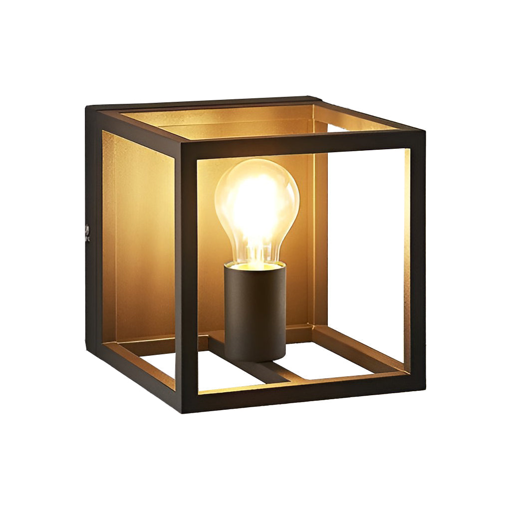 Modern Square Frame Industrial Wall Sconce | Iron Finish