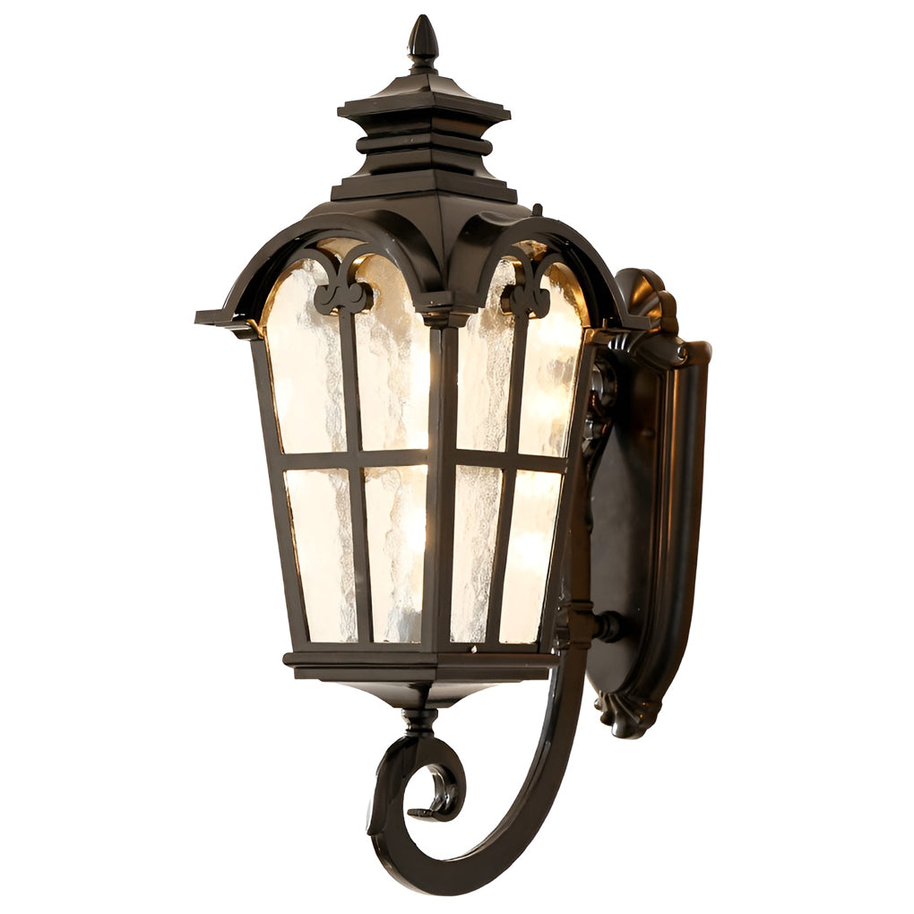 Vintage Black Lantern Outdoor Wall Light | Aluminum & Glass