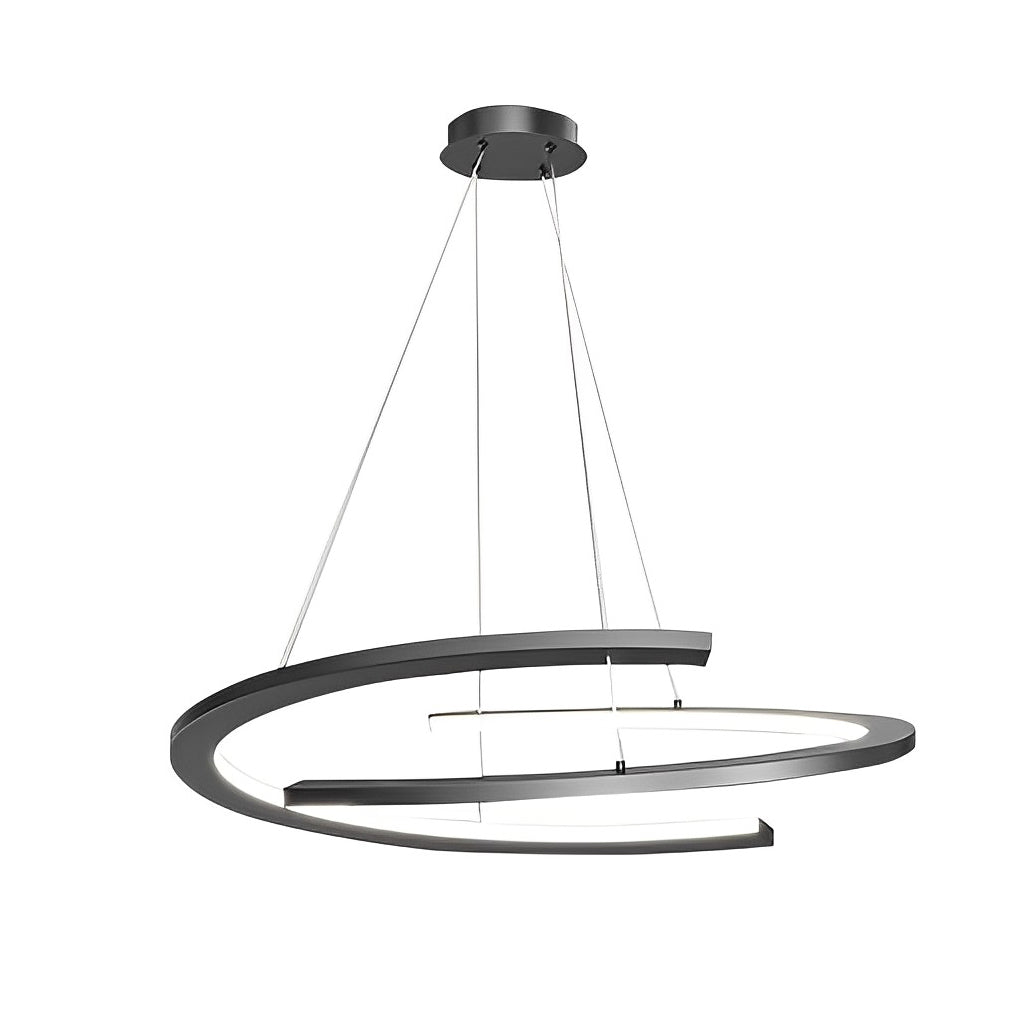 Modern Black LED Chandelier with 3-Step Dimming | 24" Pendant