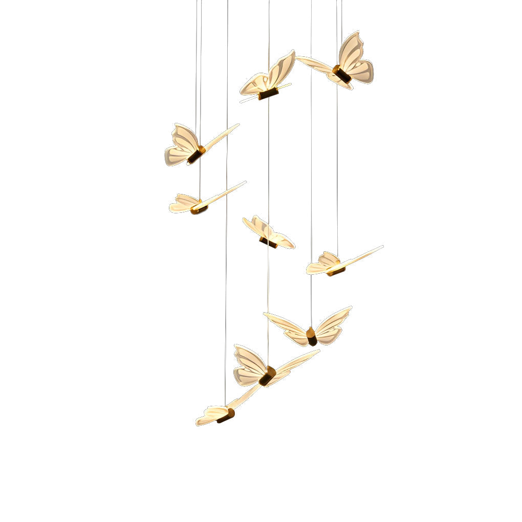 Butterfly Spiral LED Staircase Chandelier with 3-Step Dimming