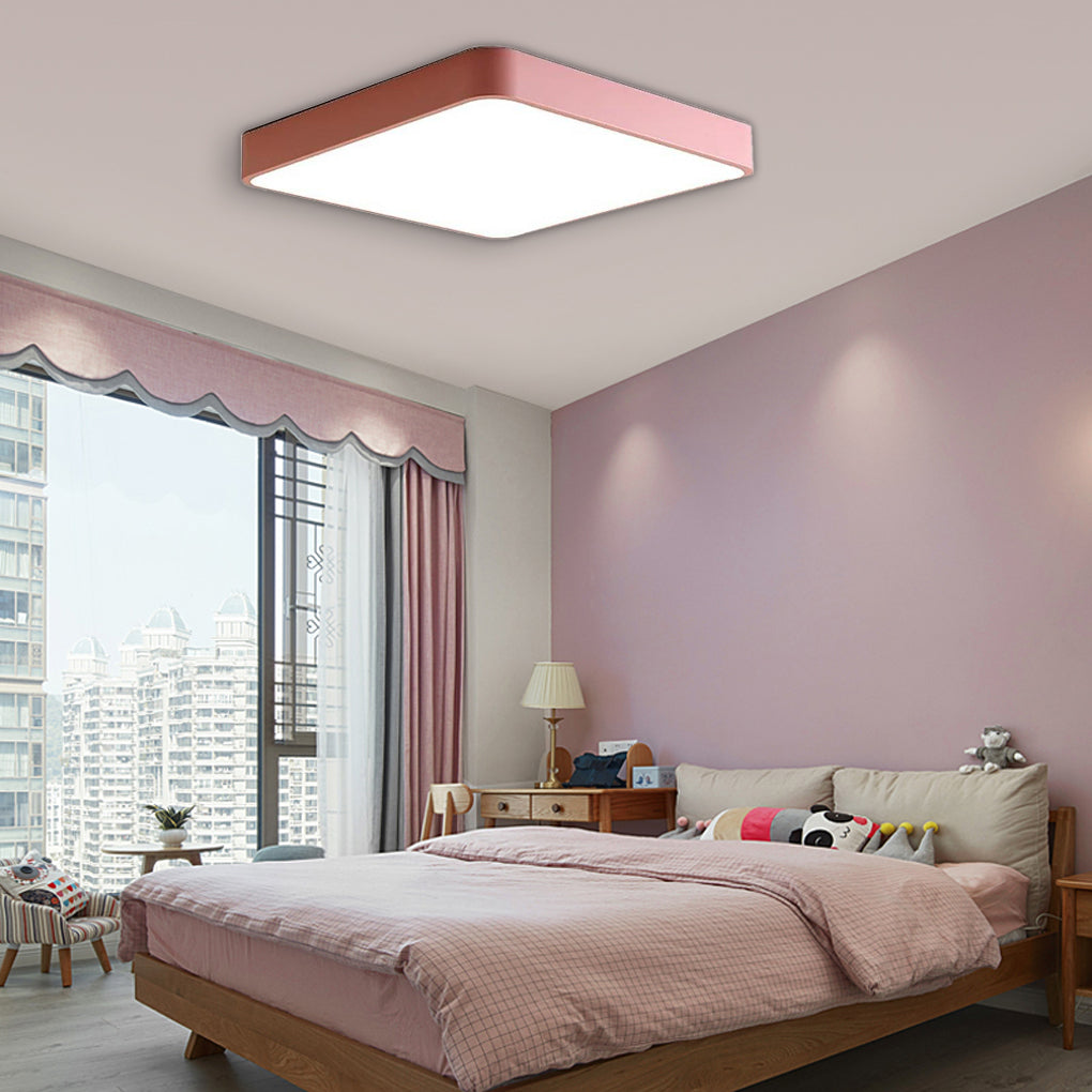 Modern Square LED Flush Mount Ceiling Light Metal Acrylic 16 Inch