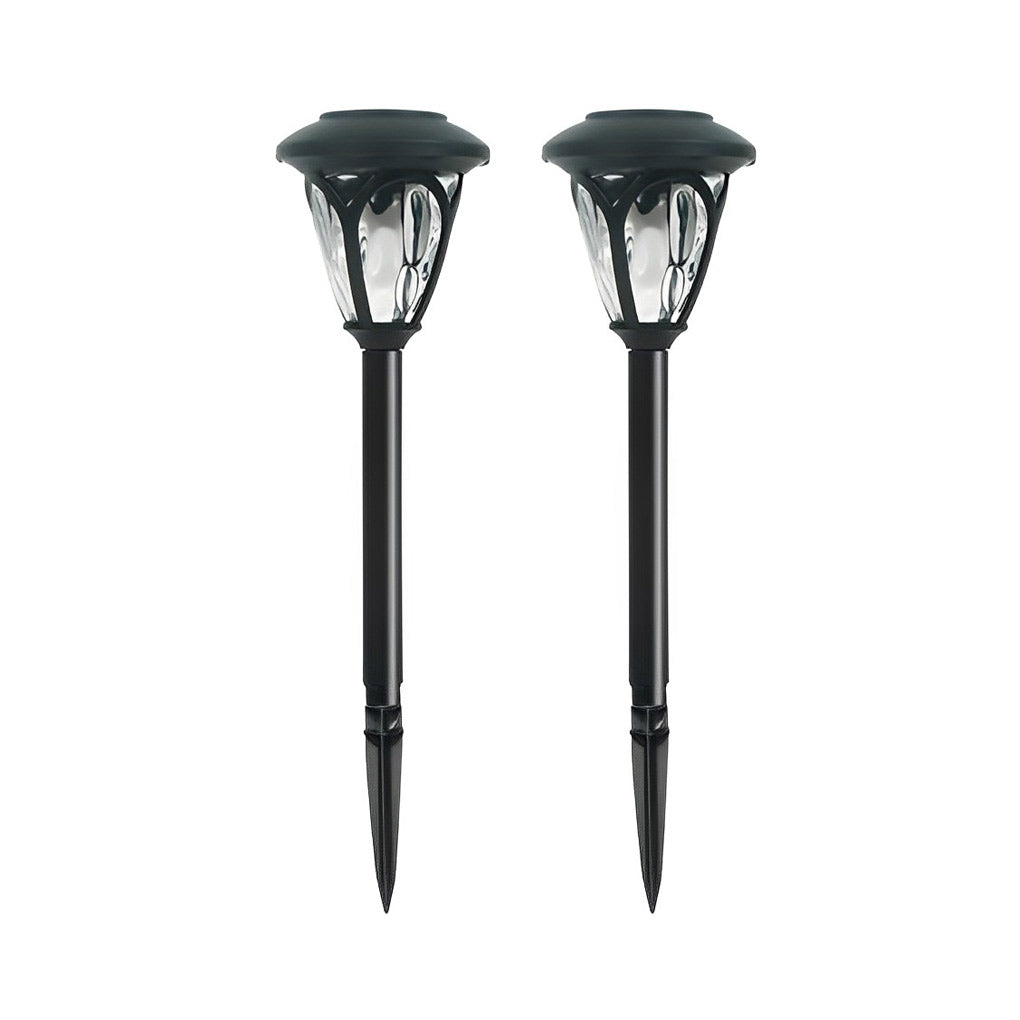 Solar LED Lawn Lamp Set with Black Glass Shade (2 Pack)