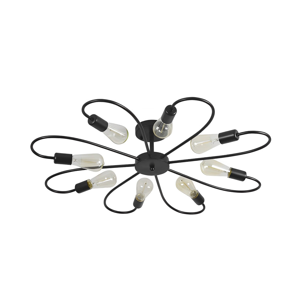 Nordic Flower Iron Semi Flush Mount Ceiling Light