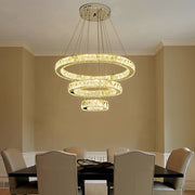 Crystal LED Chandelier 3-Tier Modern Geometric Ring Pendant Light
