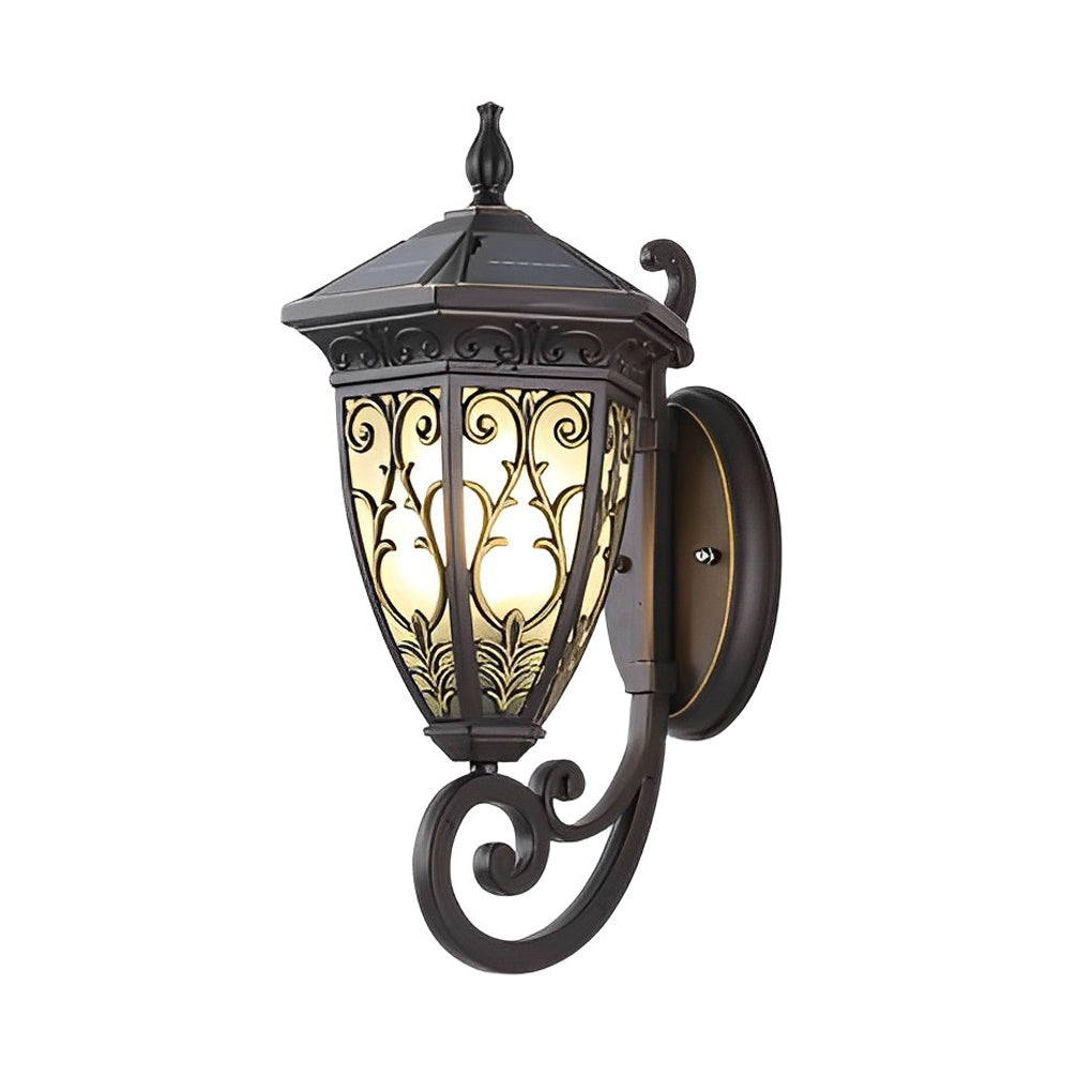 Solar Flower Pattern Outdoor Wall Lamp with Remote Control