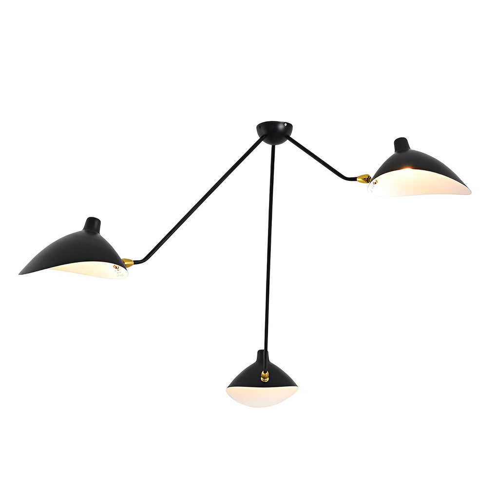 Rotatable 3-Light Modern Ceiling Light in Black Hardware