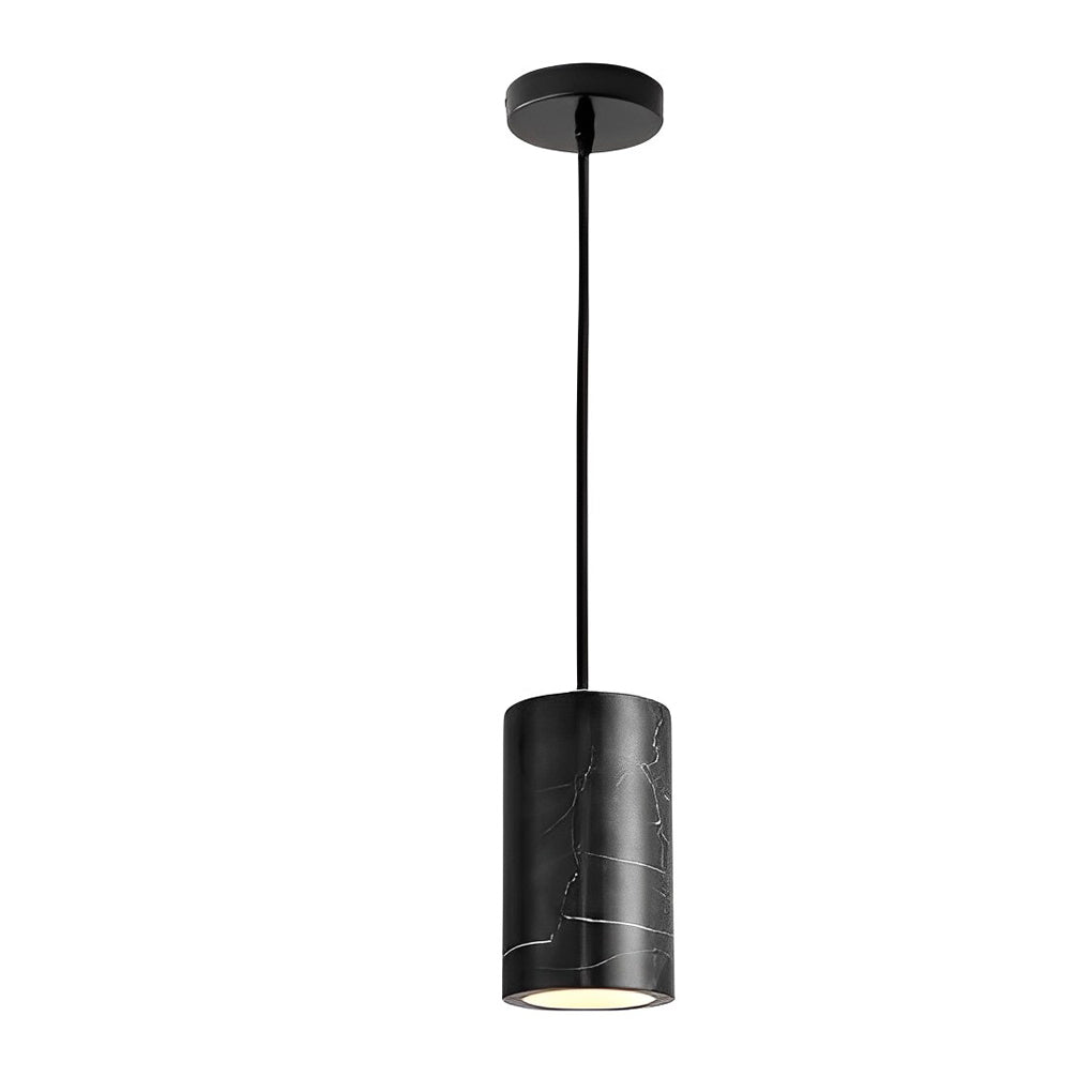 Minimalist Cylindrical Marble Pendant Light with 3-Step Dimming