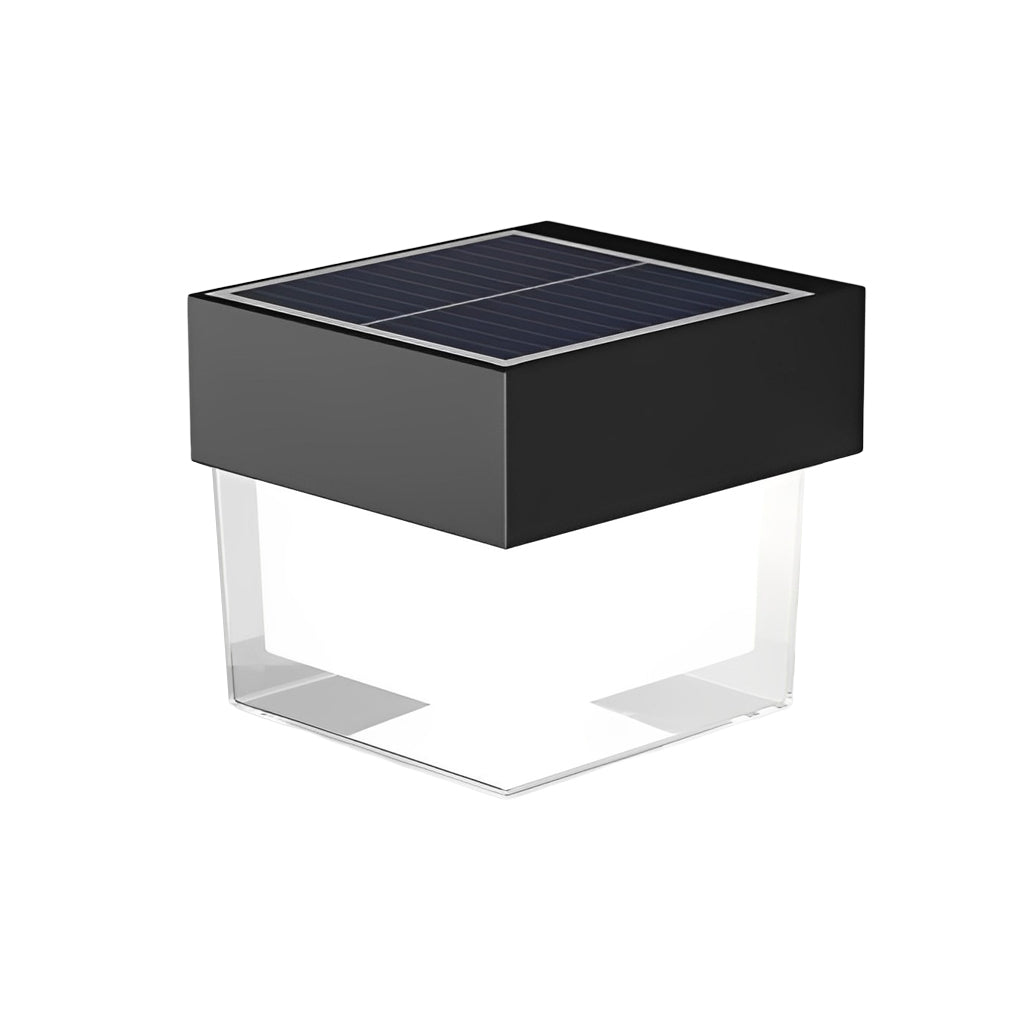 Modern Solar LED Outdoor Wall Light - Black Iron Waterproof