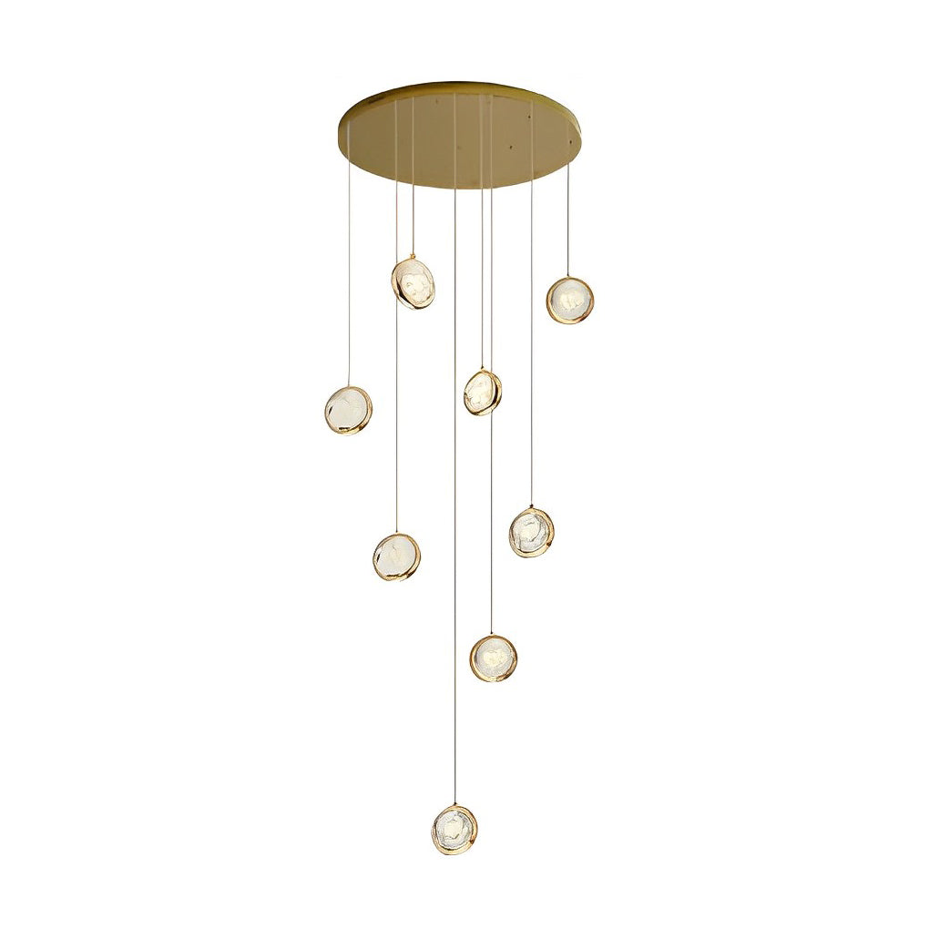 Crystal Cluster Adjustable Staircase Chandelier Modern Gold Finish
