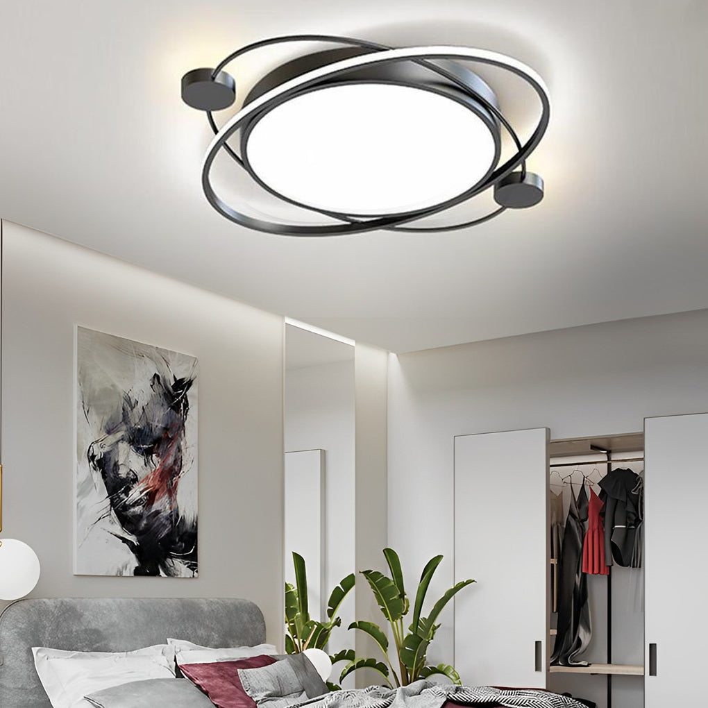 Circular Art Deco LED Flush Mount Ceiling Light - Dimmable