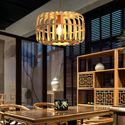 Farmhouse Bamboo Bird Cage Pendant Light - Rustic Ceiling Fixture