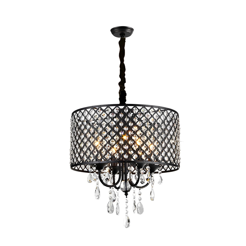 Crystal Iron Chandelier Mid-Century Modern Pendant Light