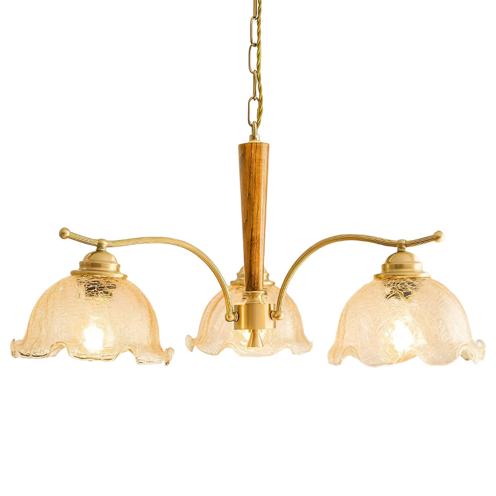 Cracked Glass Chandelier 3-Light Vintage Pendant Ceiling Lamp