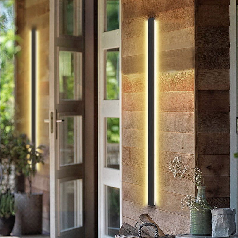 Linear Black Metal Waterproof Dimmable Outdoor Wall Light