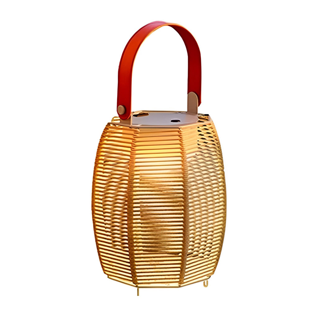 Portable Rattan Solar Lantern Waterproof LED Outdoor Floor Lamp