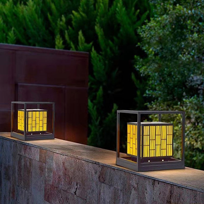 Modern Geometric Solar Post Light Outdoor Waterproof LED Lamp