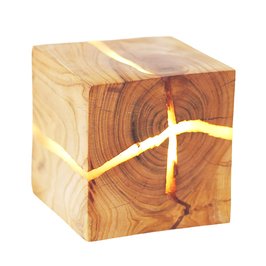 Rustic Wood Grain Square Wall Sconce with Cracked Design