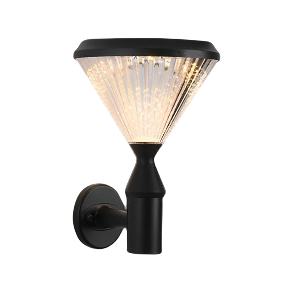 Solar LED Outdoor Light with Ribbed Shade in Black