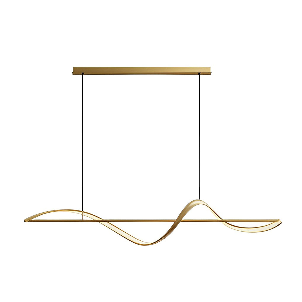 Modern Wave LED Copper Pendant Light for Dining Room