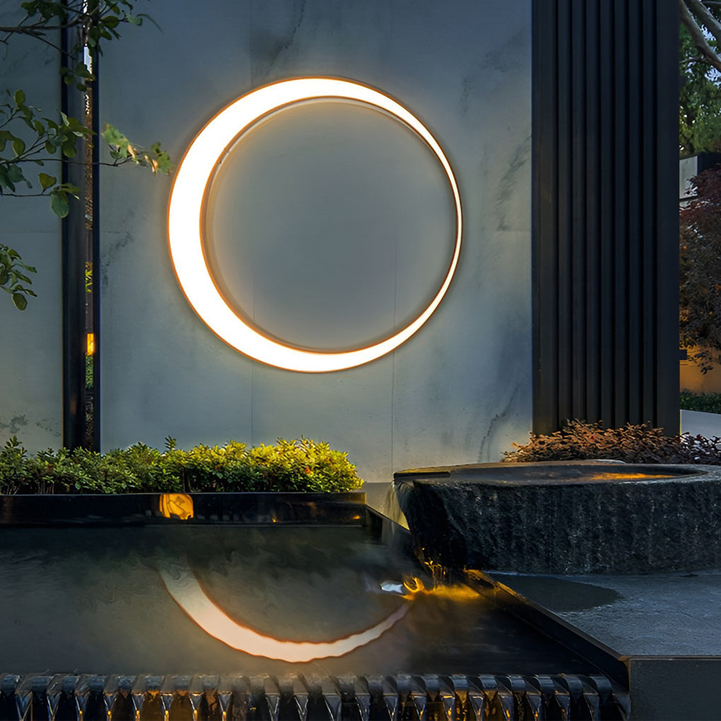 Modern Round Moon LED Outdoor Wall Light IP65 Waterproof