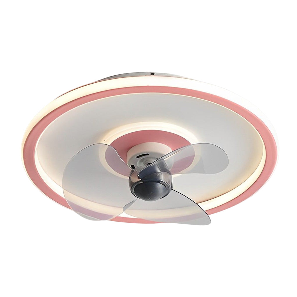 360° Rotating Dimmable Ceiling Fan Light with LED - Modern Flush Mount