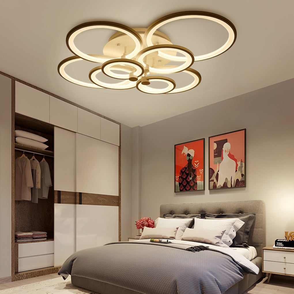 Multi-Circle Dimmable LED Semi-Flush Mount Ceiling Light