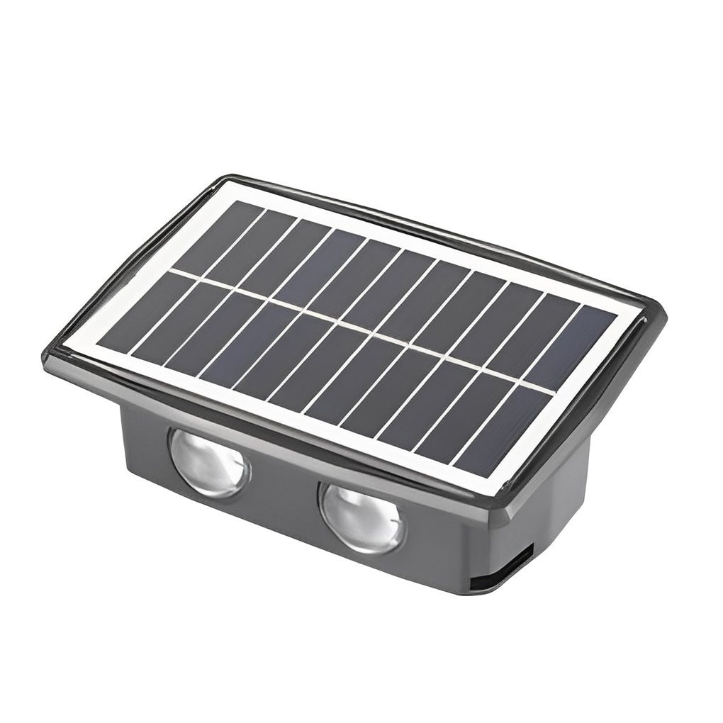 Rectangular Solar LED Outdoor Wall Lamp – Up Down Waterproof Black