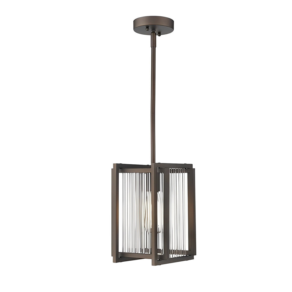 Square Iron Frame Industrial Pendant Light Fixture Black