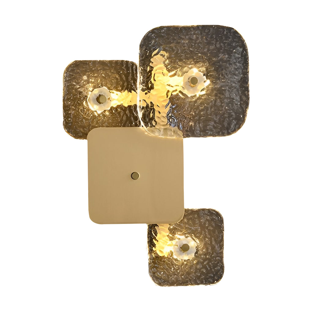 Modern Rounded Square Glass Copper LED Wall Sconce