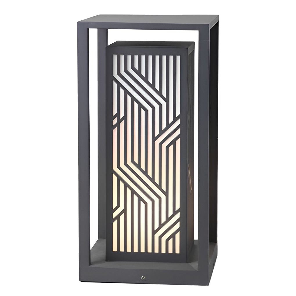 Gray Retro Waterproof LED Outdoor Pathway Cuboid Lantern