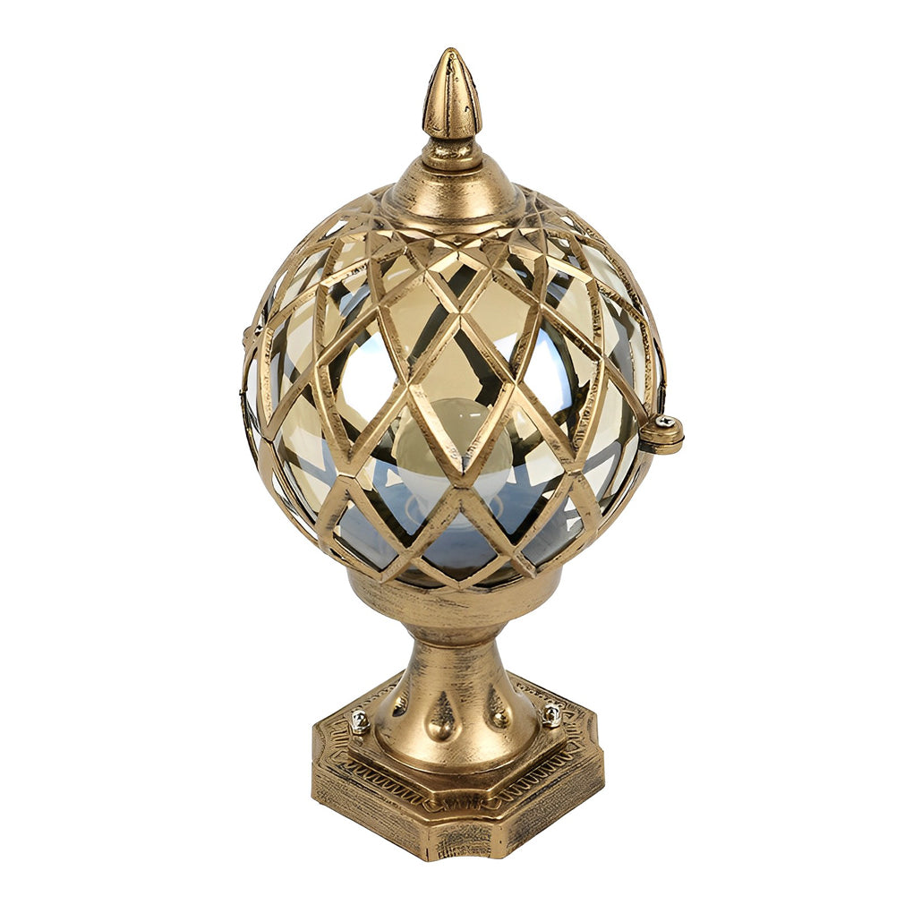Modern Round Ball Outdoor Post Light – Aluminum & Glass