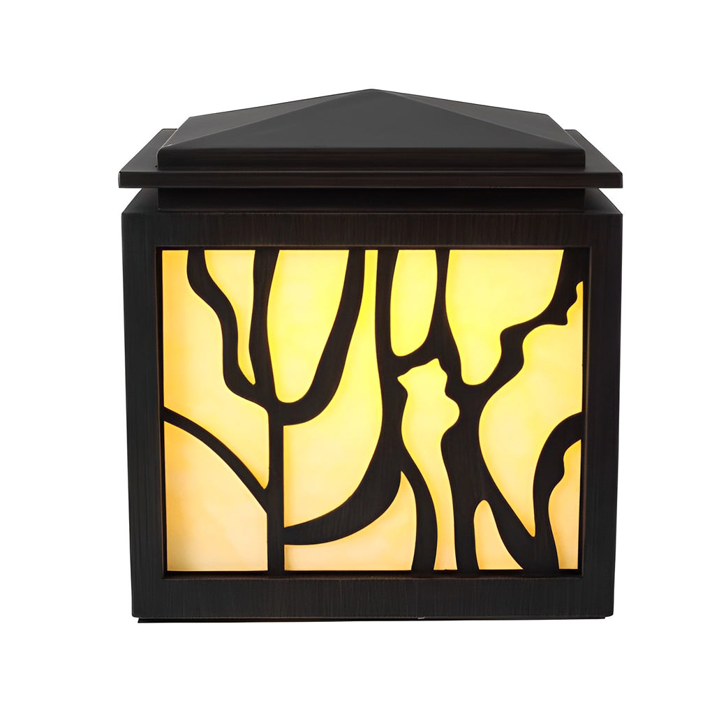 Modern Outdoor LED Fence Post Light - Stainless Steel & Marble