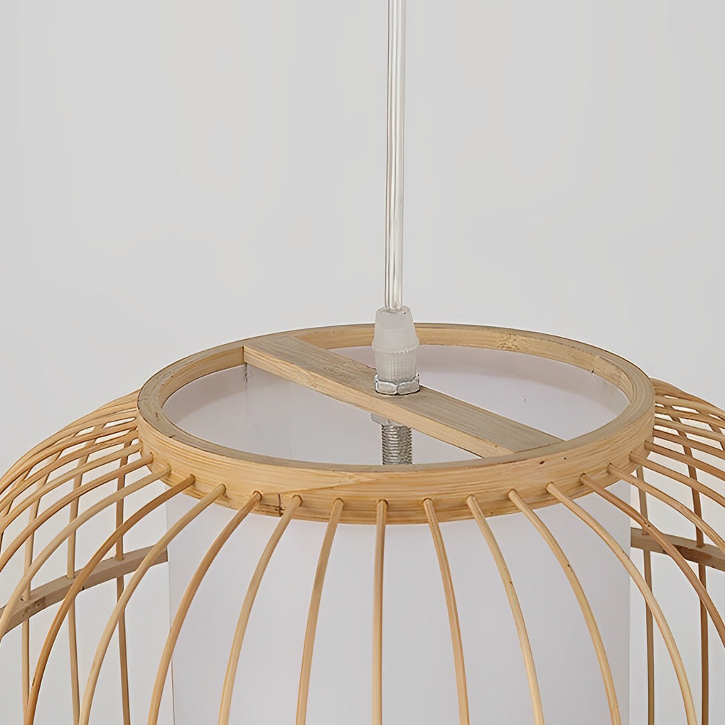 Hand-Woven Bamboo Pendant Light – Farmhouse Rustic Ceiling Lamp