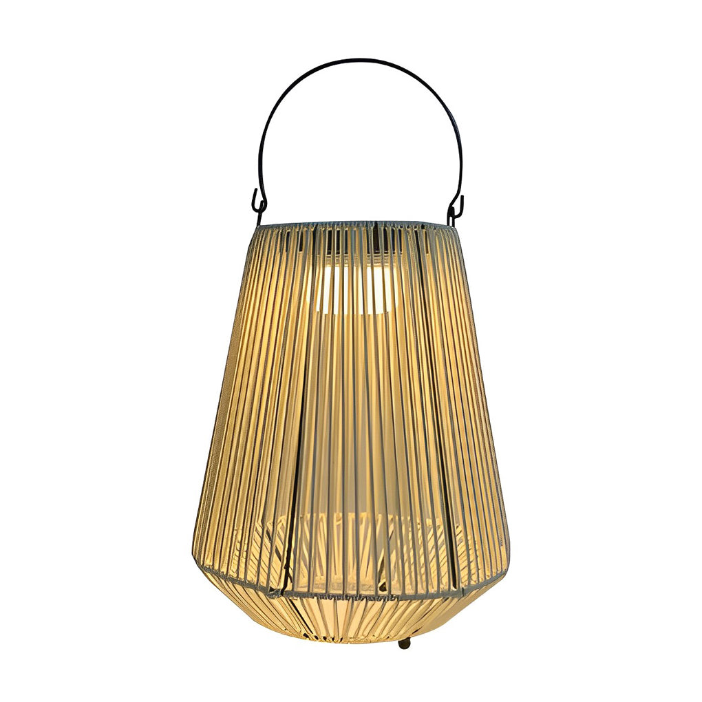 Handwoven Rattan Solar LED Outdoor Lantern with Rotatable Handle